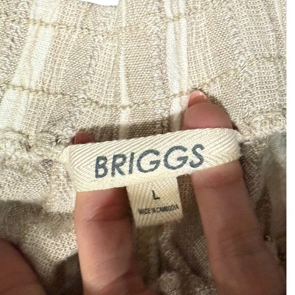 Briggs Pull On Wide Leg Pants Women's Large Striped Linen Blend Coastal Lounge - Picture 4 of 6